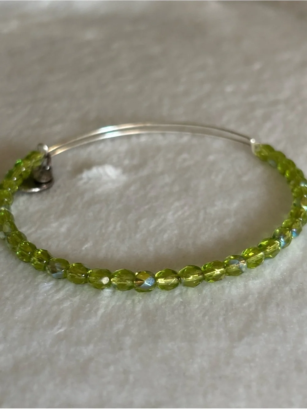 Alex and Ani Chartreuse Beaded Bangle Bracelet - Silver